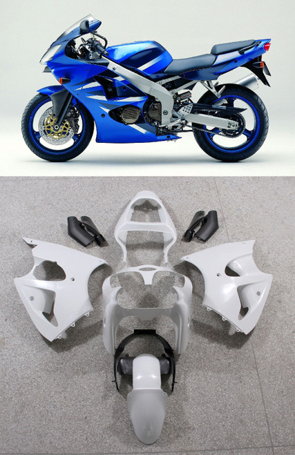 Amotopart Fairings Plastics Kawasaki ZX6R 636 00-02 ZZR600 05-08 Blue ZX6R Racing