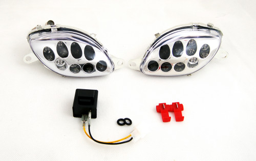 Front Indicators Flush Mount LED Turn Signals Suzuki Hayabusa GSX1300R (1999-2007), Clear