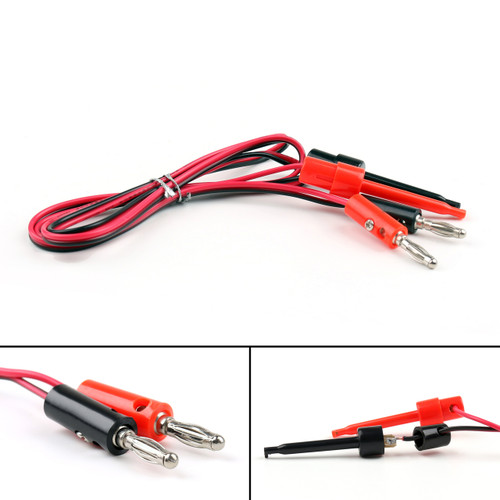 2 sets 4mm banana plug to Small Test Hook Clip For Multimeter Test Lead Cable 1M 