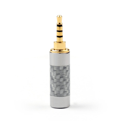 1PCS 2.5mm 4 Pole Audio Plug Gold-plated Carbon Fiber Step Type Silver