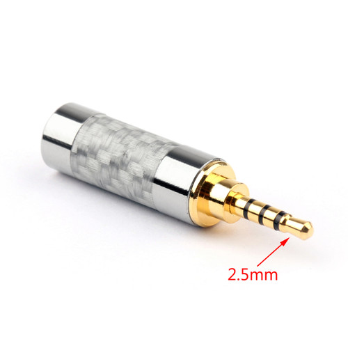 1PCS 2.5mm 4 Pole Audio Plug Gold-plated Carbon Fiber Step Type Silver