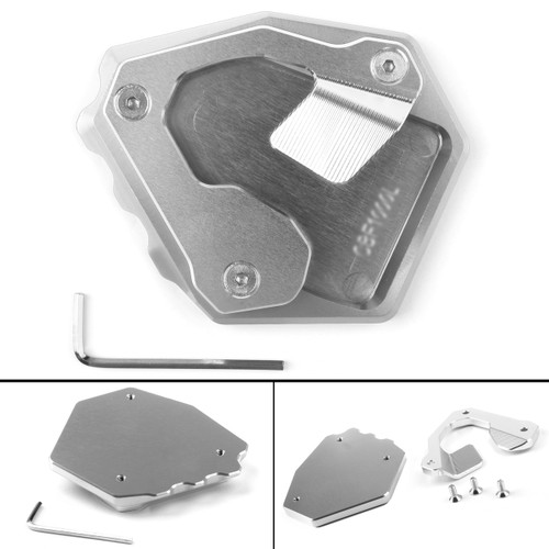 Side Pad Kickstand Stand Extension Plate For Honda CRF1000L Africa Twin 16-17 Silver