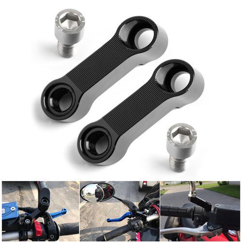 10mm M10 Handlebar Mount Mirror Riser Extender Adaptor Adapter Black