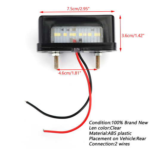 LED Rear Tail License Plate Brake Number Plate Light Mini Taillight Black