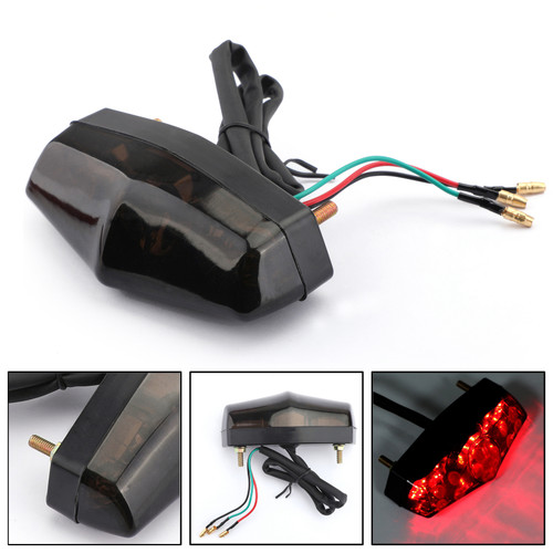 LED Red Brake Stop Running Rear Tail Light Lamp For Universal Motorcycle Smoke