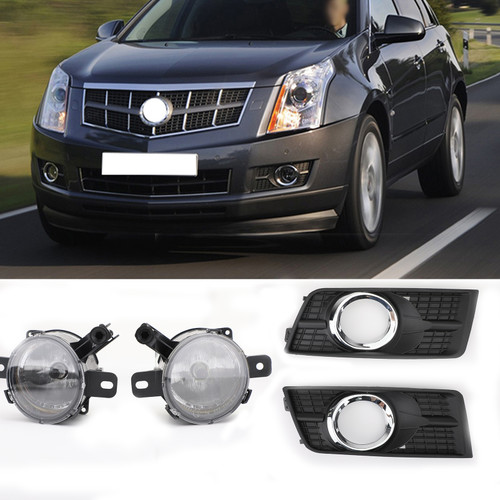 Front Bumper Fog Lamps Driving Lights+ Covers For Cadillac SRX 10-16 Black