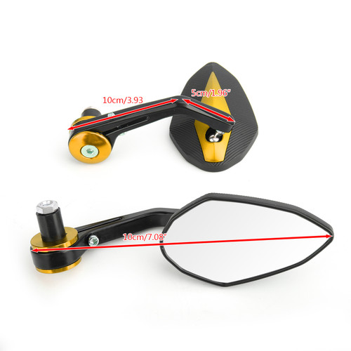 Sportbike 7/8" Handle Bar End Mirrors Universal Gold