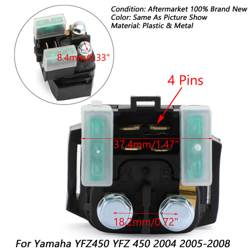 Starter Relay Solenoid For Yamaha YFZ450 YFZ 450 2004 05-08