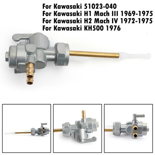 Gas Fuel Petrol Valve Petcock 51023-040 For Kawasaki 51023-040 H1 Mach III 69-75 H2 Mach IV 72-75 KH500 76 Silver