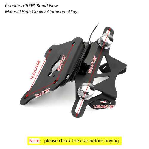 Rear License Plate Mount Holder W/Led For Kawasaki Z900RS 18-19 Black