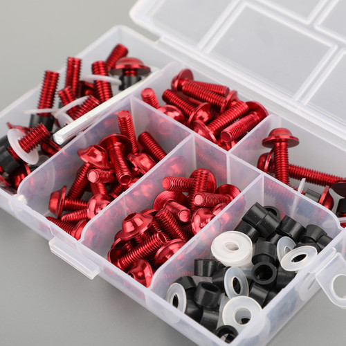 158pcs Fairing Bolt Windshield Screw Clip Fastener METRIC Universal Fit Red