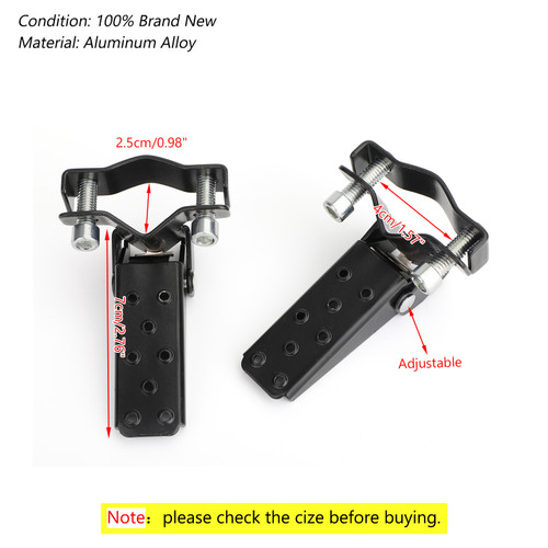 Passenger Foot Peg Rear Pedal Footrest 25-28mm For Universal Motorcycle Black