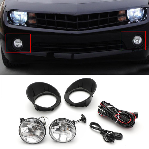 Lens Fog Lights Bumper Lamps+Bulbs Complete Kit For Chevy Camaro LS LT SS 10-13 Black