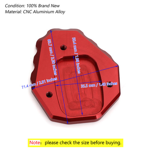 Kickstand Side Stand Extension Pad For HONDA CB500X 2019 Red