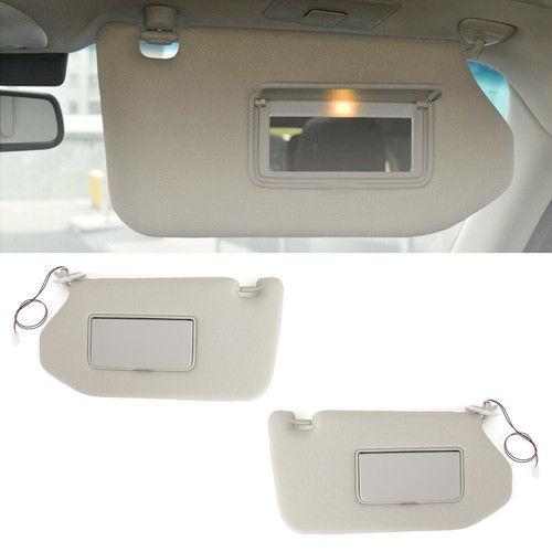 Left+Right Sun Visor For Nissan 13-18 Pathfinder 14-17 Infiniti QX60 w/Lamp Gray