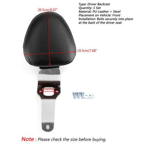 Driver Backrest Support For Indian Scout 15-18 Scout Sixty 16-18 Black