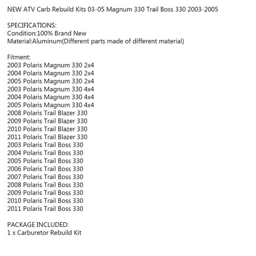 Carburetor Carb Rebuild Repair Kit for Polaris Magnum 330 2x4 4x4 2003-2005 2004