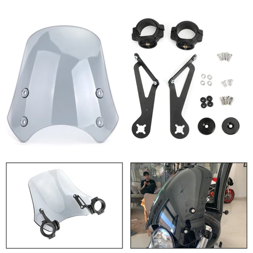 ABS Plastic Windscreen Windshield for FXST Softail 05-11 FXSTB 00-09 FXSTC 07-10 FXS Blackline 11-13 FXDB 06-19 FXDL 96-18 Gray
