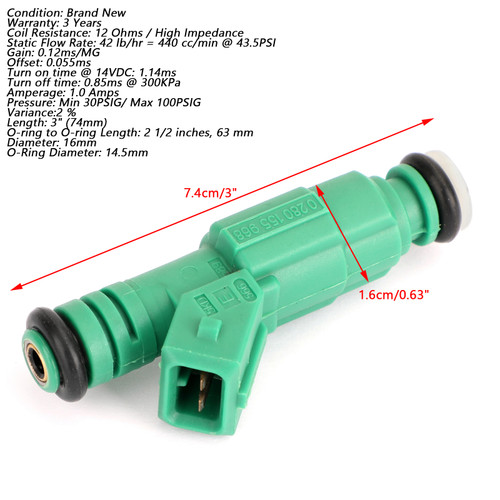 6 Fuel Injectors For BMW 318i 92-98 318is 92-96 318ti 95-99 M3 88-91 Z3 96-98 Green