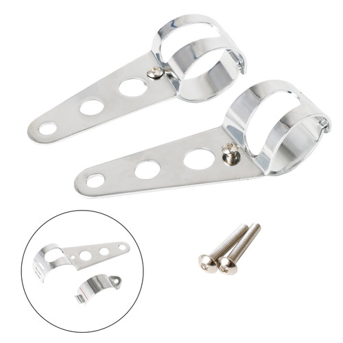 43mm-50mm Fork Headlight Mount Bracket Universal Motorcycle Head Lamp Holder Adapter Chrome