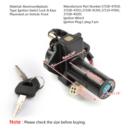 Ignition Switch Lock Keys Fit For Suzuki GS250 400 E 450 E/L/S/T S/SU/E/EU 550 D/E/L/T 550M 650G Katana 77-89