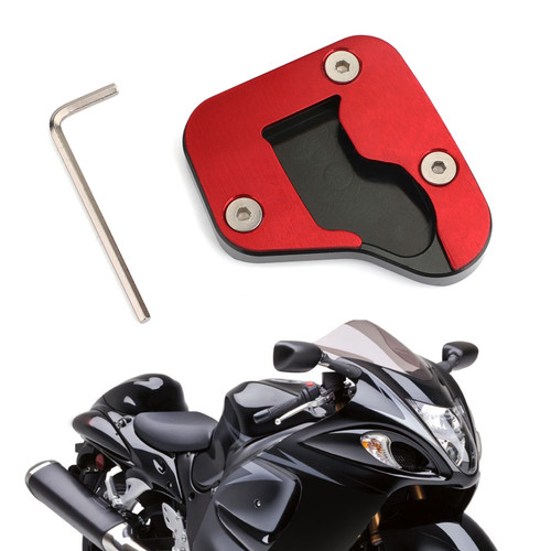 Kickstand Side Stand Extension Pad Fit For SUZUKI HAYABUSA GSXR 1300R 08-19, Red