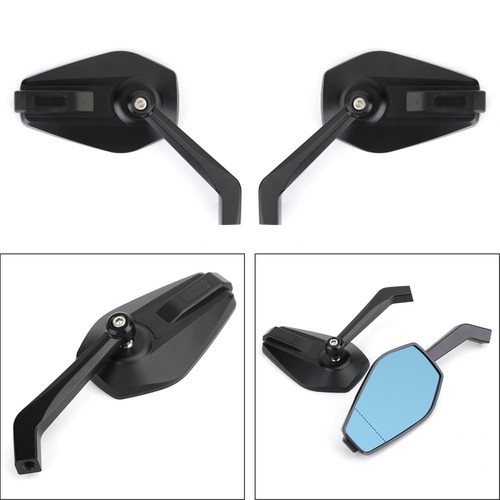 Pair M8 M10 CNC Aluminum Rearview Side Mirrors Fit for Motorcycle Moped Scooter Quad ATV UNIVERSAL Black