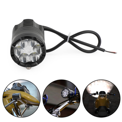 12V-80V DC 6 LED Electric Bicycle Bike Ultra bright Waterproof 1800LM Powerful Headlight Motorcycle Light Black