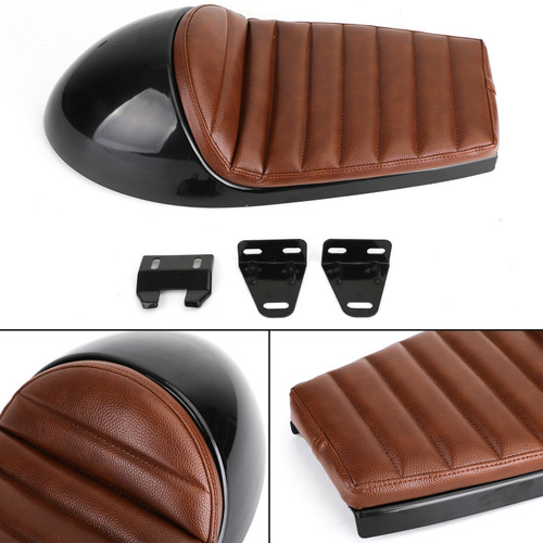 Universal Cafe Racer Seat Retro Vintage Cushion Scrambler Saddle Bench Brown