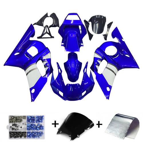 Amotopart ABS Injection Plastic ABS Fairing Fit for Yamaha YZF R6 1998-2002 Blue White