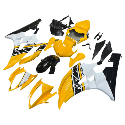 Amotopart Fairing Yellow White Injection Plastic Kit Fit For YAMAHA YZF-R6 2006 2007