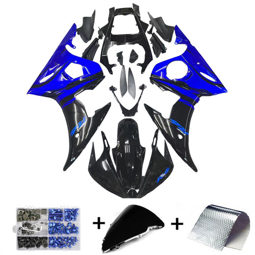 Amotopart Fairing Blue Black Injection Plastic Kit Fit For YAMAHA 2003 2004 YZF R6 2006-2009 YZF R6S