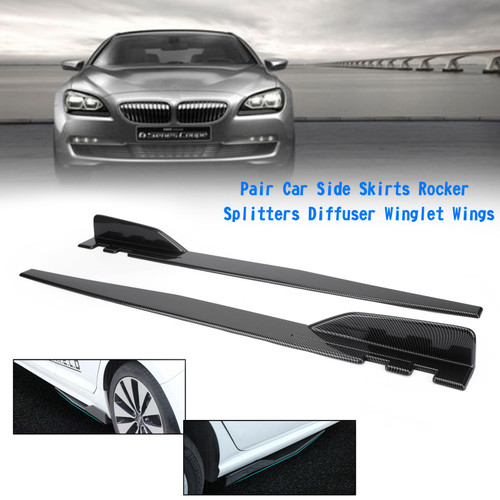 Pair 120cm Side Skirts Rocker Splitters Diffuser Winglet Wings Fit For Toyota Corolla VW MK5 Carbon Fiber