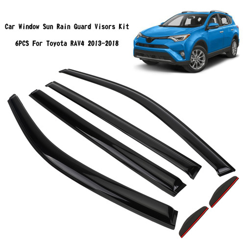 Car Window Sun Rain Guard Visors Kit Fit For Toyota RAV4 2013-2018 Black