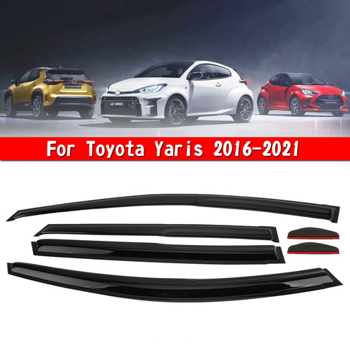 Car Window Sun Rain Guard Visors Kit Fit For Toyota Yaris 2016-2021 Black