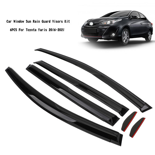 Car Window Sun Rain Guard Visors Kit Fit For Toyota Yaris 2016-2021 Black