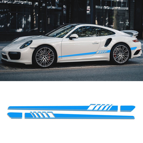 2pcs Side Skirt Stripes Decal Sticker Fit For Mercedes Benz W205 C Class AMG Blue