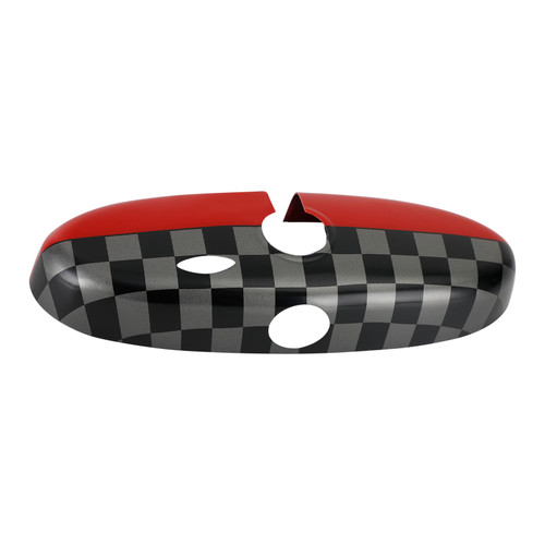 Black/Grey Checkered Red Rear View Mirror Cover Fit For BMW MINI Cooper R55 R56 R57 Black/Grey Checkered Red Rear View Mirror Cover Fit For BMW MINI Cooper R55 R56 R57
