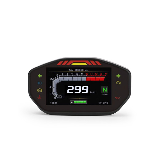 Universal Motorcycle Tft Digital Speedometer 14000Rpm 6 Gear Backlight Odometer Black