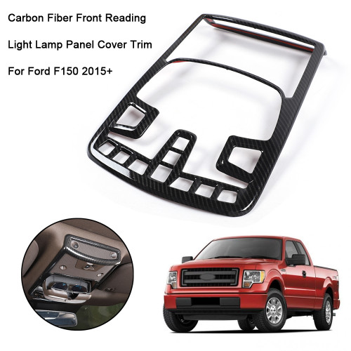 Carbon Fiber Front Reading Light Lamp Panel Cover Trim Fit for Ford F150 2015+