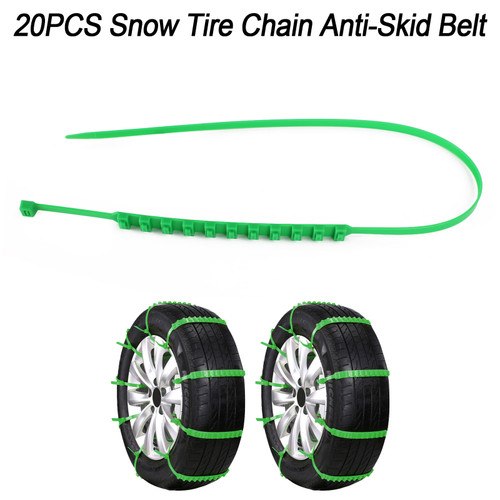 20PCS Snow Tire Chain Anti-Skid Belt Fit for Car Truck SUV Emergency Winter Driving Green