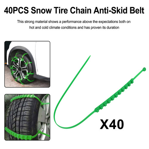 40PCS Snow Tire Chain Anti-Skid Belt Fit for Car Truck SUV Emergency Winter Driving Green