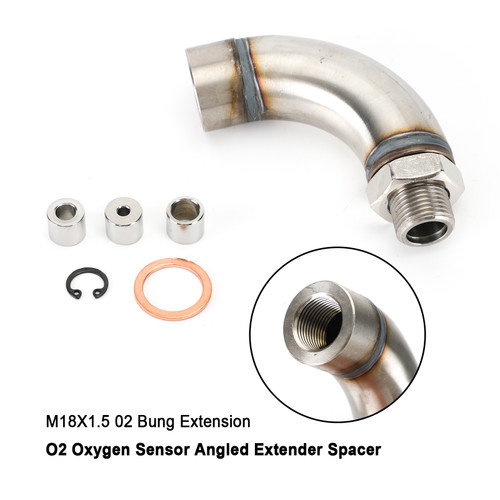 J Style M18X1.5 O2 Oxygen Sensor Angled Extender Spacer Kit Fit for OBD2 Vihicle