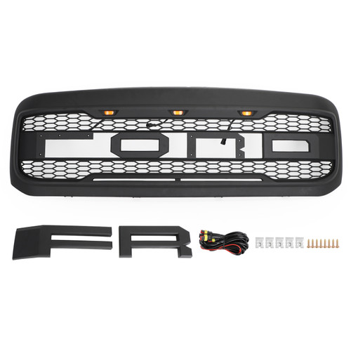 FO1200362 Raptor Style Grille Grill Fit for Ford F250 F350 F450 F550 1999-2004 Excursion 2000-2004 Super Duty