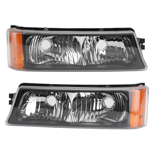 Black Housing Amber Side Headlights/Lamp Assembly For Chevr Silverado 03-2006 A