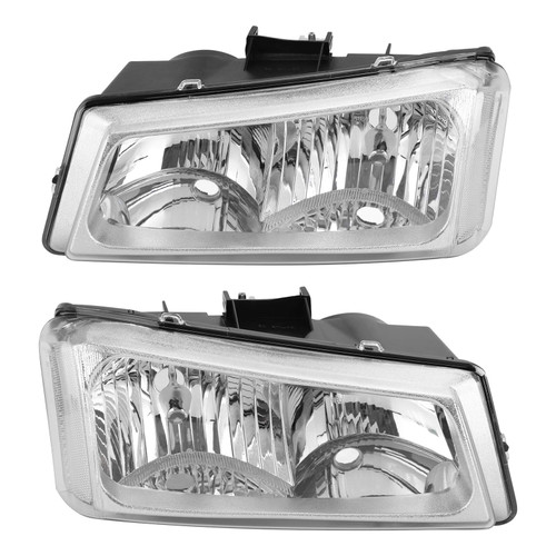 Chrome Housing Clear Side Headlights/Lamp Assembly For Chevr Silverado 03-2006