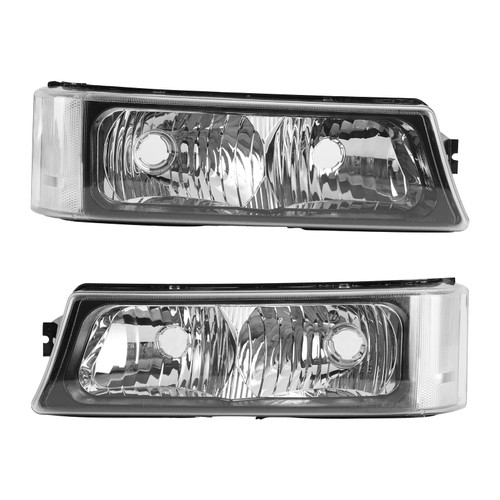 Black Housing Clear Side Headlights/Lamp Assembly For Chevr Silverado 2003-2006