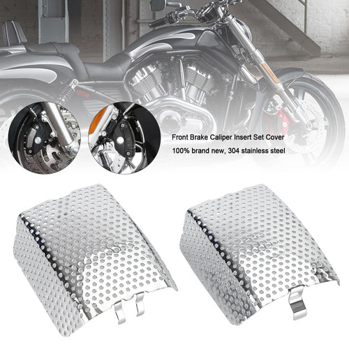 Front Brake Caliper Insert Set Cover For 2006-2019 Harley-Davidson V-Rod Models Chrome