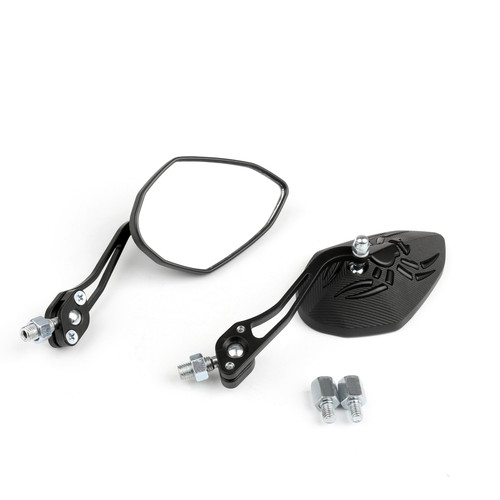 1 pair mirrors(left&right) fits For Kawasaki with 8mm/10mm clockwise threaded screws Black~BC3