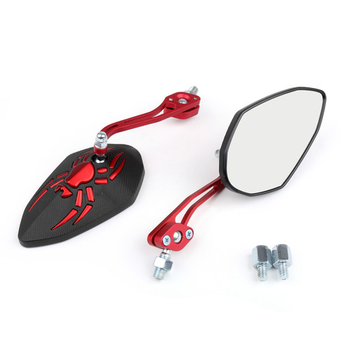 1 pair mirrors(left&right) fits for Suzuki with 8mm/10mm clockwise threaded screws Red~BC1